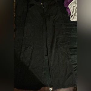 Black, Baggy Cargo Jeans